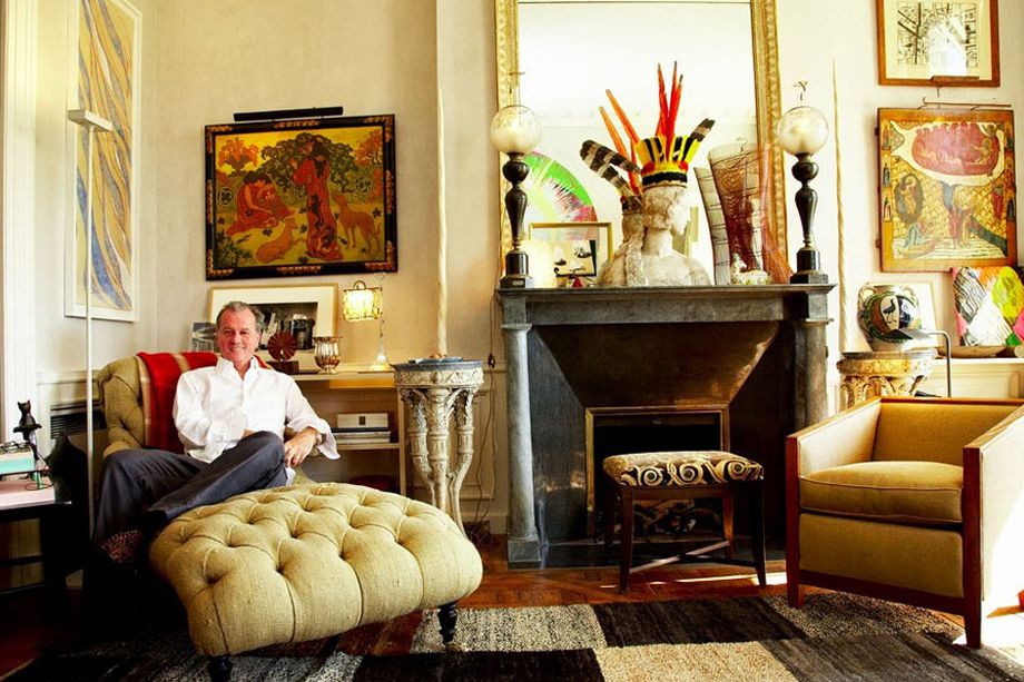 Jacques Grange, pictured in his living room, was an early inspiration. Dunham thought him the French equivalent of the British irreverent designer. (Photo: The Selby)