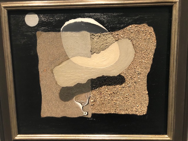 Thumb, Beach, Moon and Decaying Bird, 1928. Oil, gravel, and sand on panel.