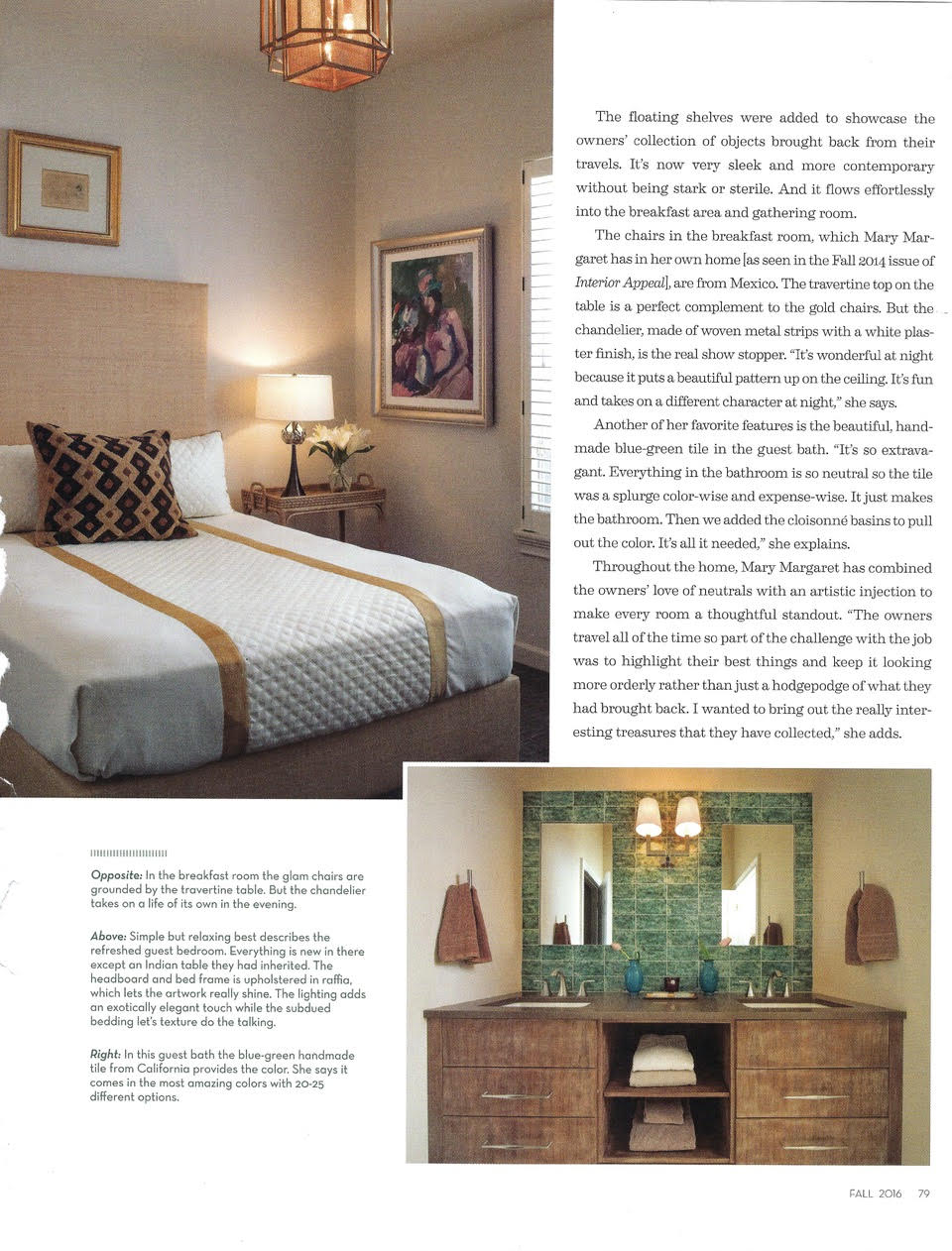 Redesigned and Redefined article - page 1 - a redesign by interior designer Mary Margaret Vasquez - bedroom and bathroom - neutral colors and textures