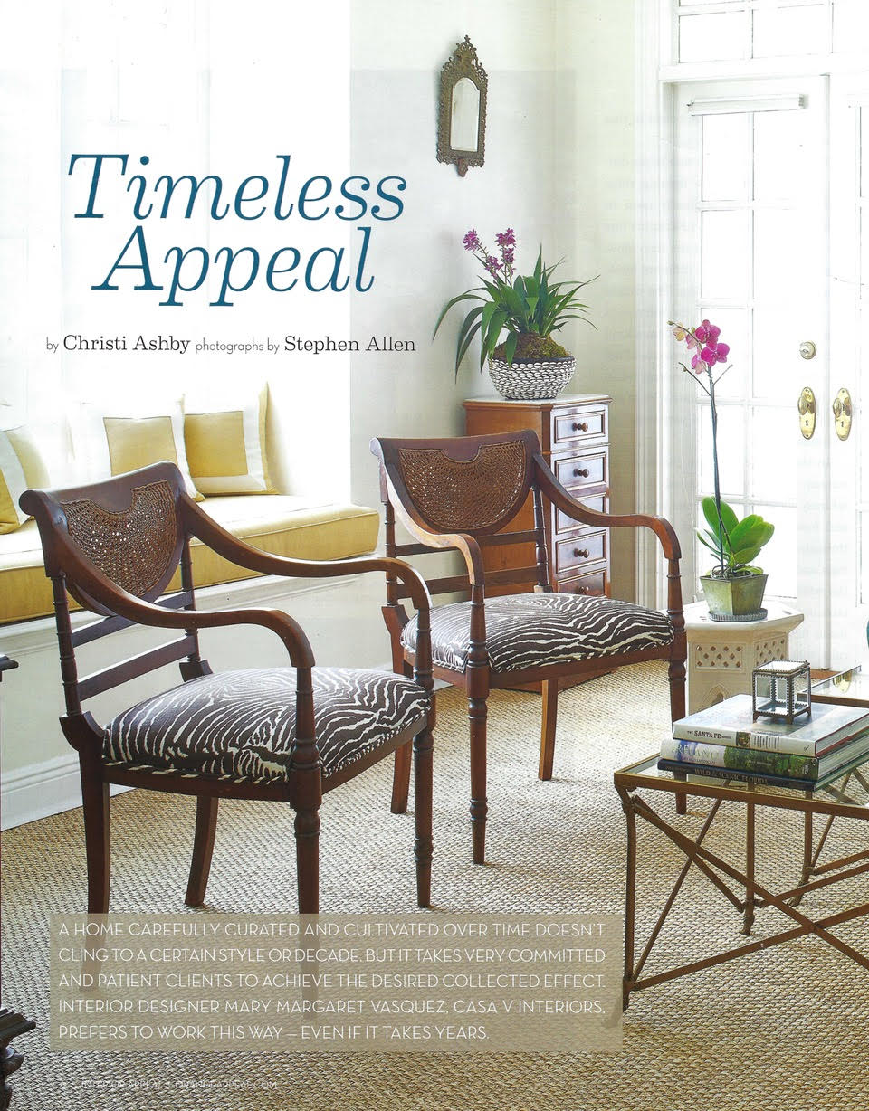 Timeless Appeal article - page 1 - by interior designer Mary Margaret Vasquez - livingroom