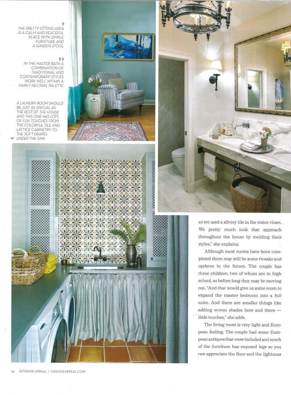 Timeless Appeal article - page 3 - by interior designer Mary Margaret Vasquez - laundry and bathroom
