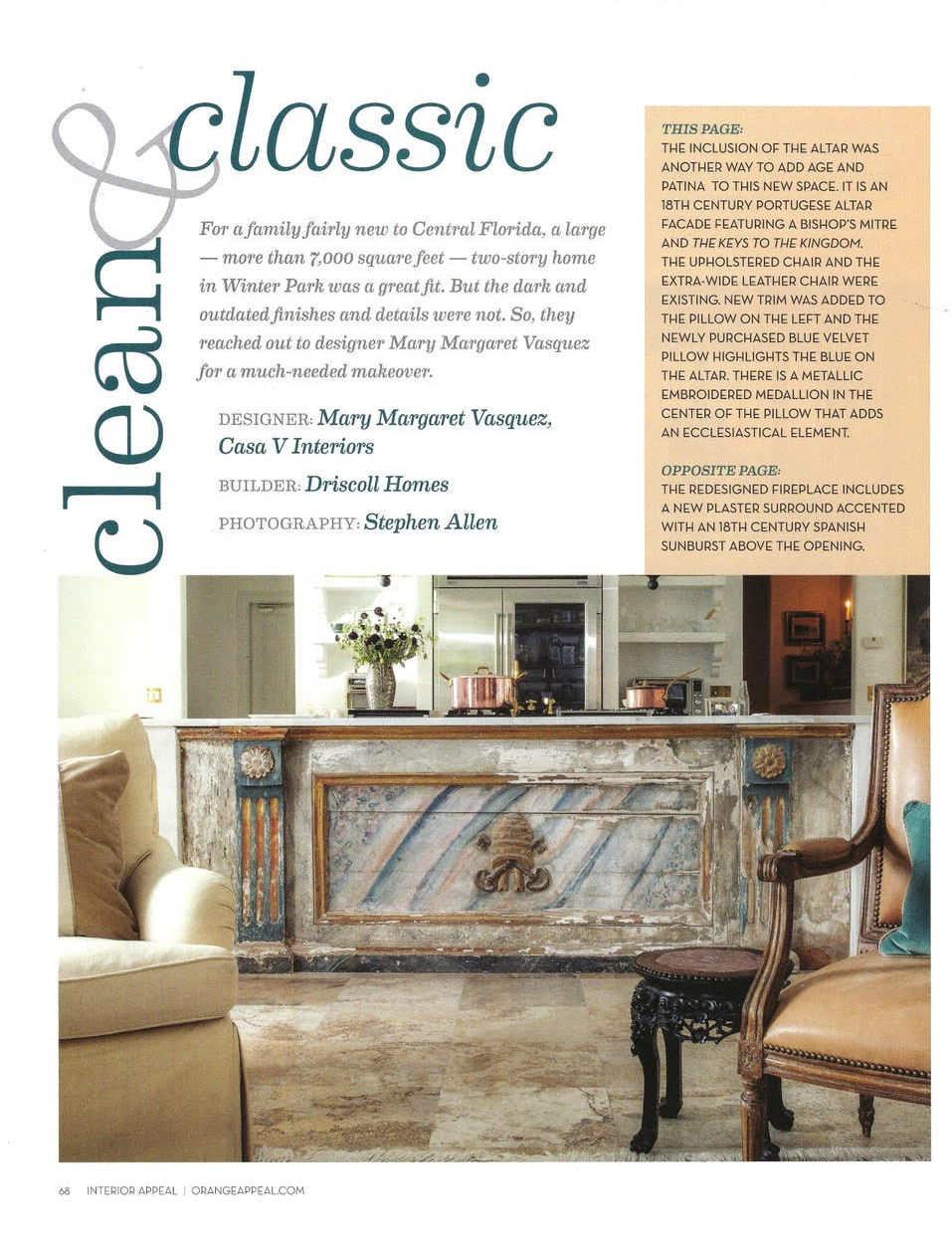 Clean & Classic article - page 1 - design by interior designer Mary Margaret Vasquez - details in design