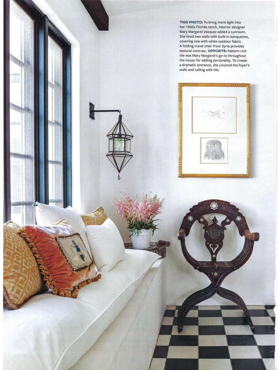 Colorful Character article - page 2 - design by interior designer Mary Margaret Vasquez - living area