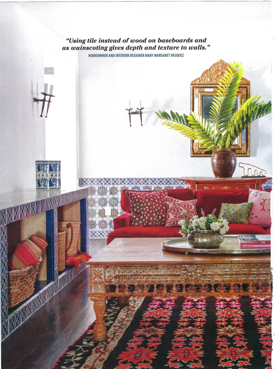 Colorful Character article - page 5 - design by interior designer Mary Margaret Vasquez - livingroom left side