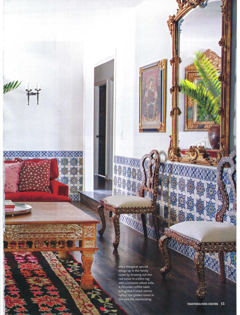 Colorful Character article - page 6- design by interior designer Mary Margaret Vasquez - livingroom right side
