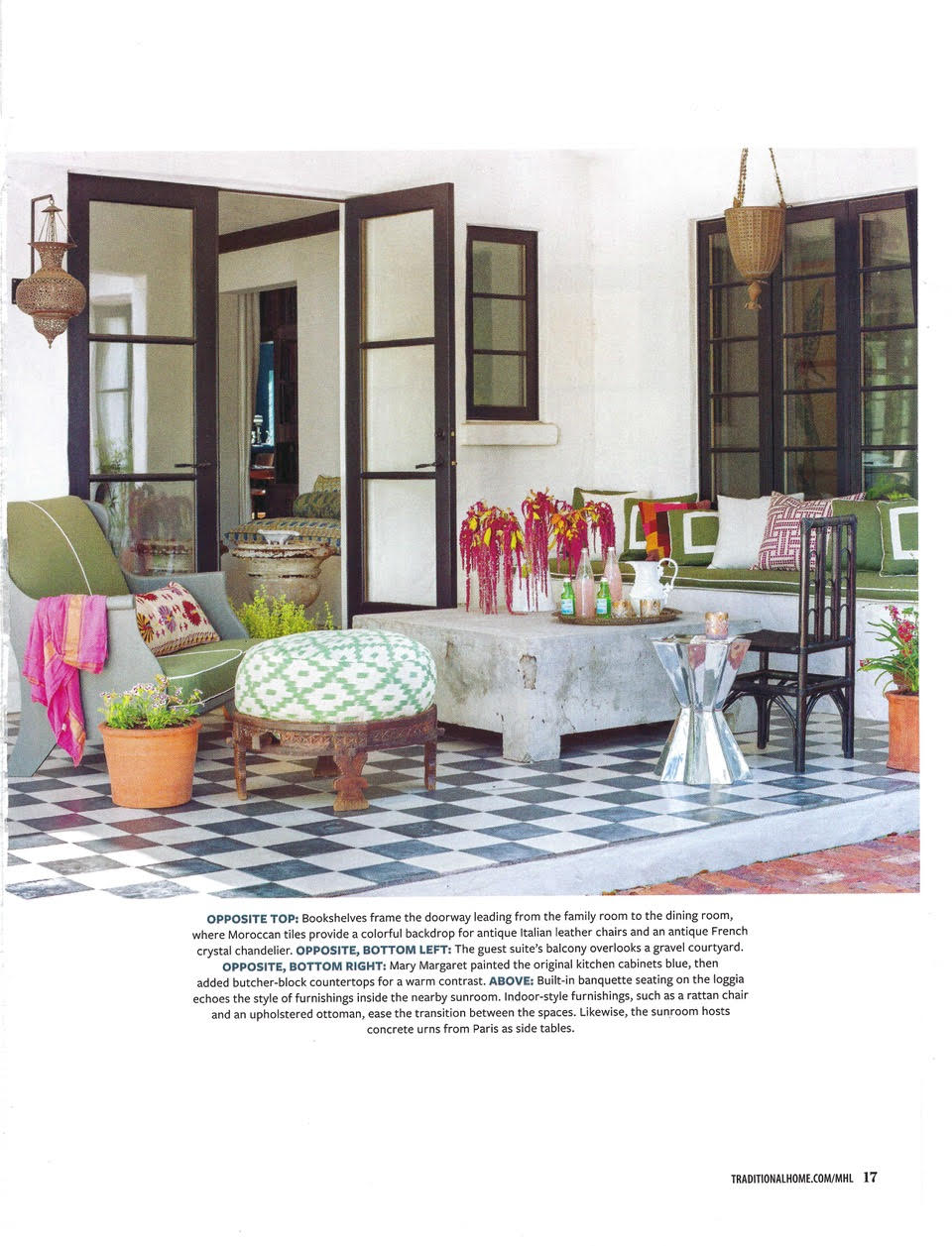 Colorful Character article - page 8 - design by interior designer Mary Margaret Vasquez - breezeway porch